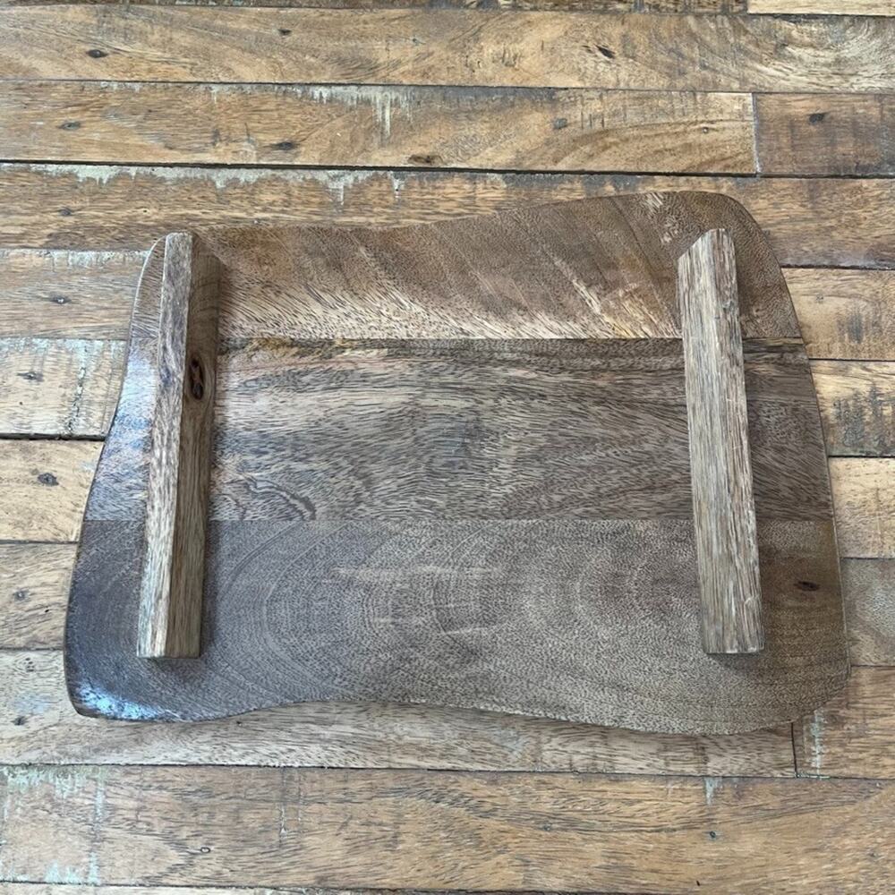 Mango Wood Serving Tray Raiser Footed 13" - Picture 6 of 10
